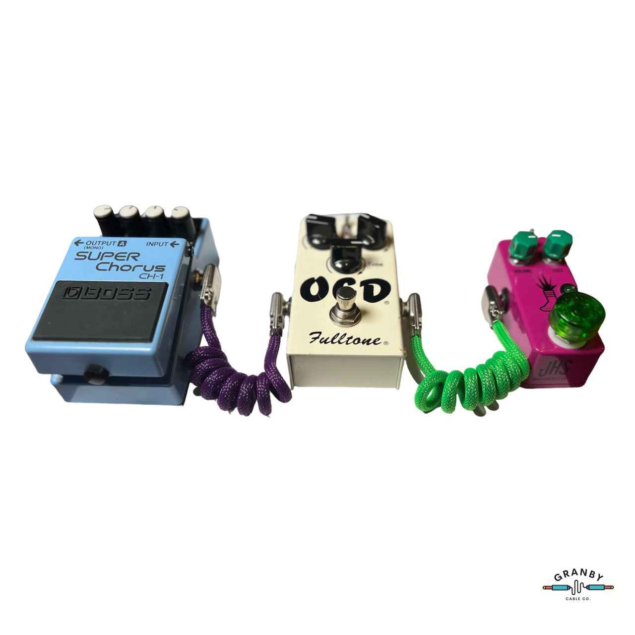 6" Sleeved and Coiled Pedalboard Patch Cable - Handmade with Mogami & SquarePlug