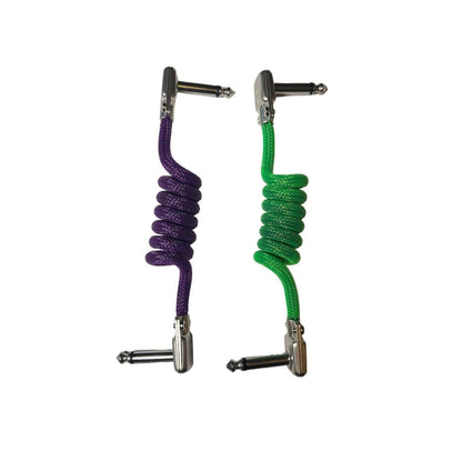 6" Sleeved and Coiled Pedalboard Patch Cable - Handmade with Mogami & SquarePlug